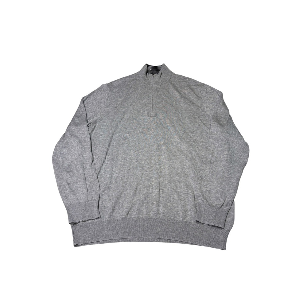 Brooks Brothers Mens Grey Supima Cotton Quarter Zip Sweater Large Mock Neck